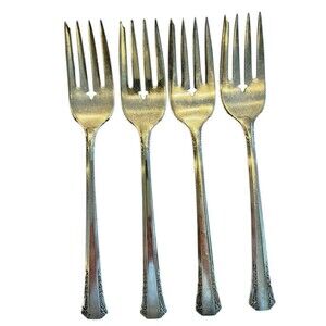 1881 Rogers Del Mar Vintage Silverplate Oneida Silver Salad Forks 4 Pcs 2413
